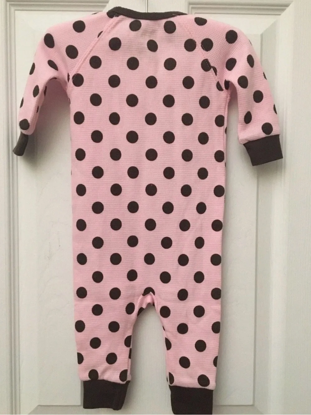 Just One You by Carter’s 6M Pink w Brown Polka Dot Pajamas One-piece Bodysuit